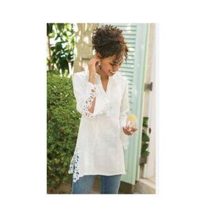 Soft Surroundings Tunic Linen White Medium